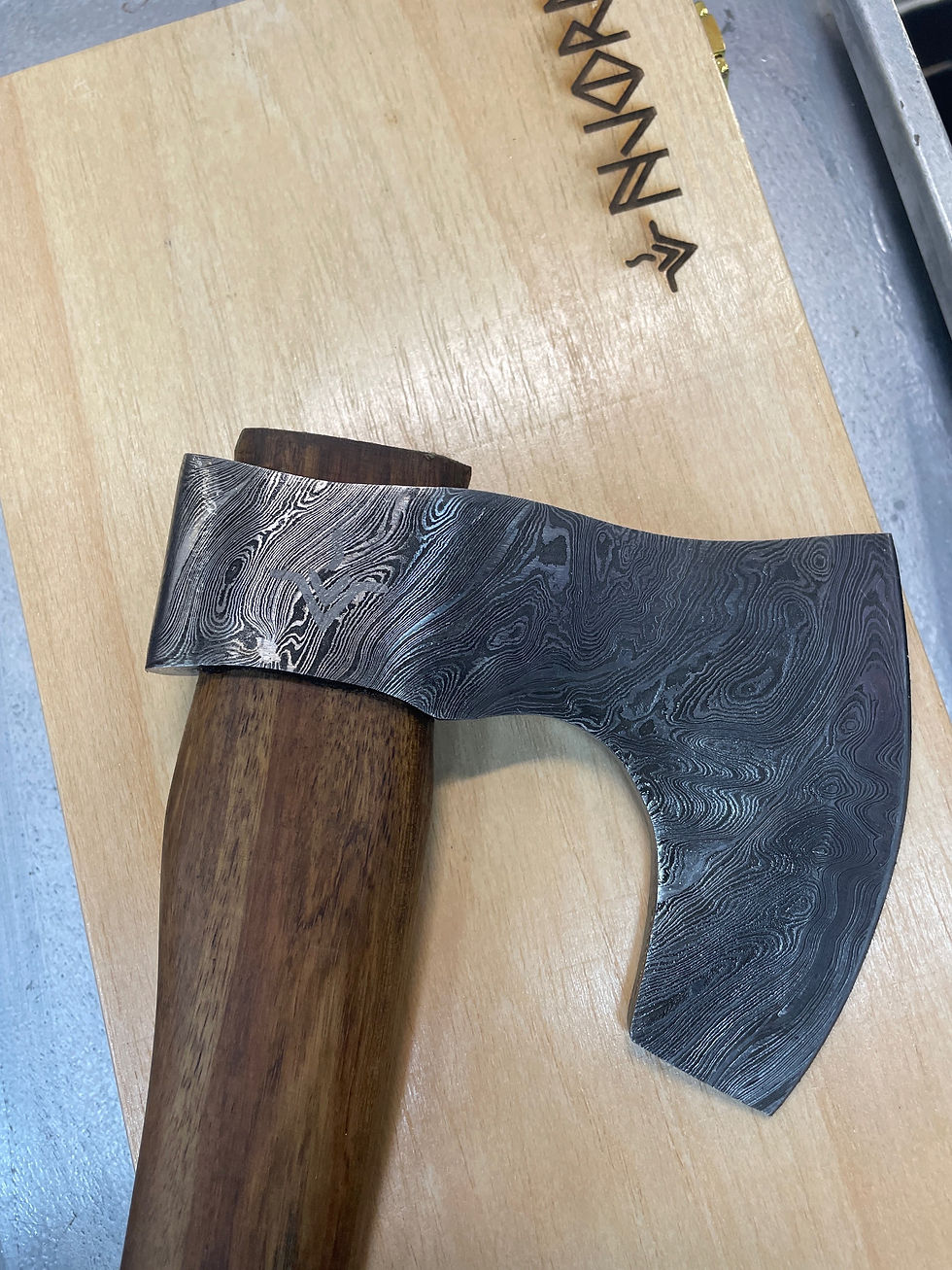 Thumbnail: Njord vidar Viking medium Damascus axe 