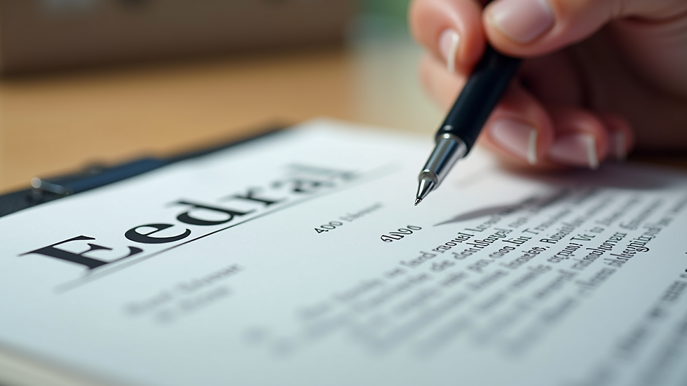 Close-up view of a legal document with a pen on a wooden desk