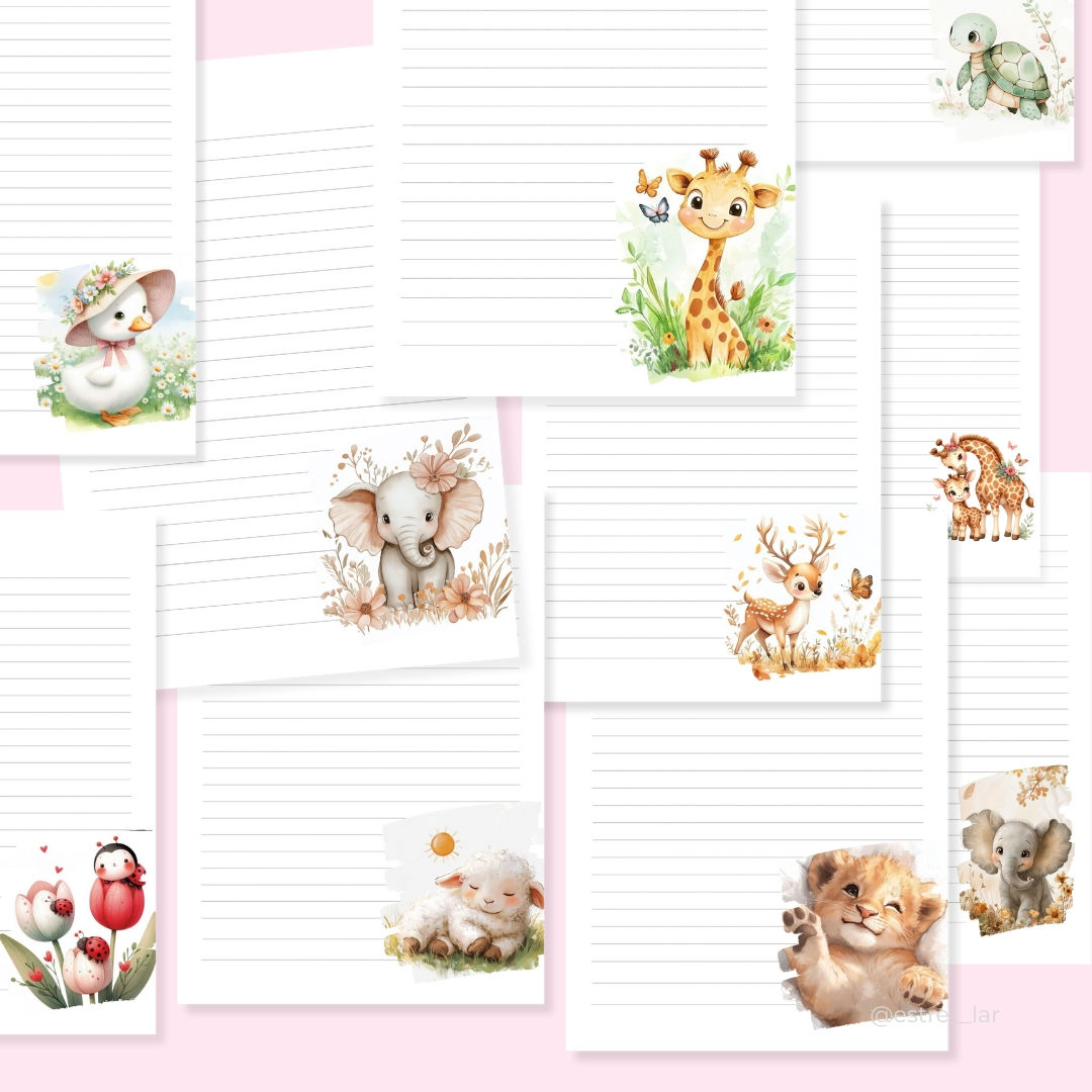 Papéis Carta do Kit de envelopes Animaizinhos