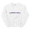 Thumbnail: lavish doll  purple font on white crew sweatshirt