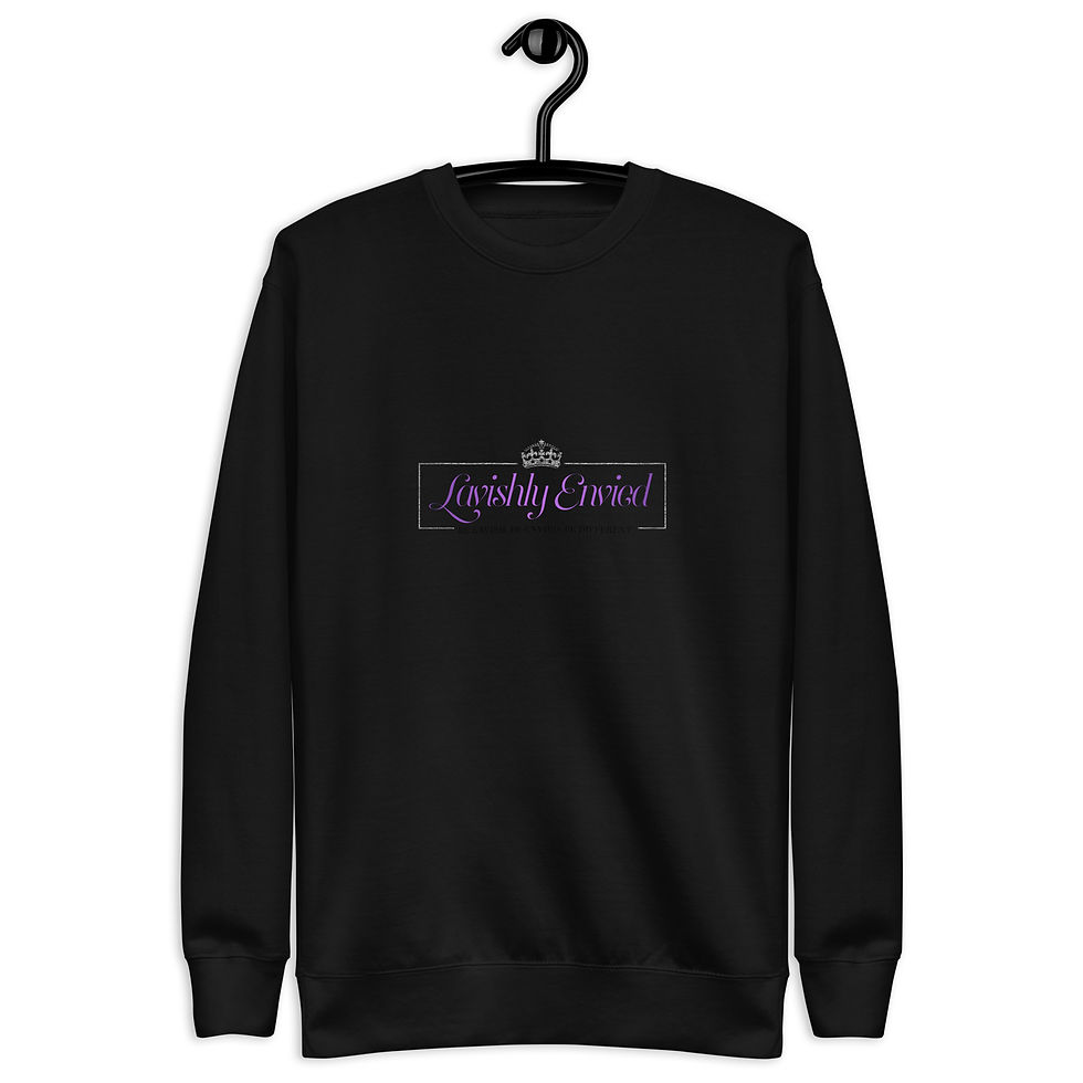lavish envied logo  on black crew sweatshirt