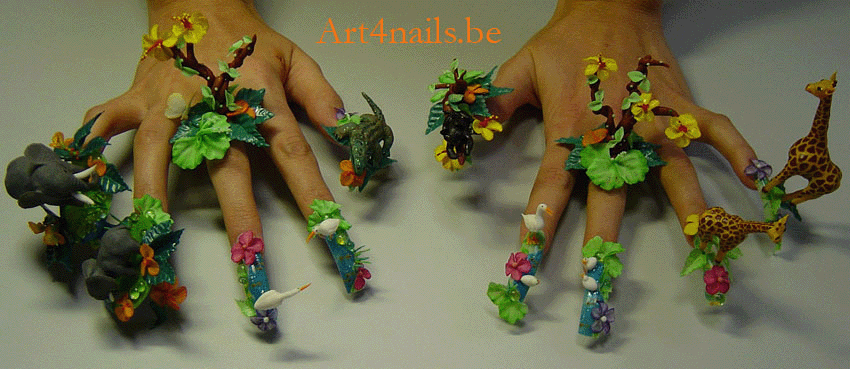 #7-Top-10-most-crazy-unusual-nail-art-designs-zoo-safari-theme-idea.gif