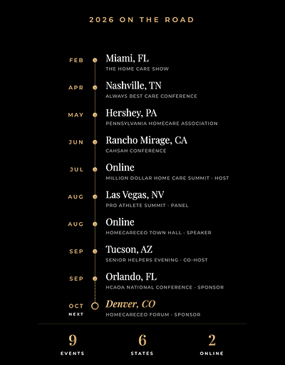 Phelix Financial 2026 events timeline: home care and business owner conferences across the country