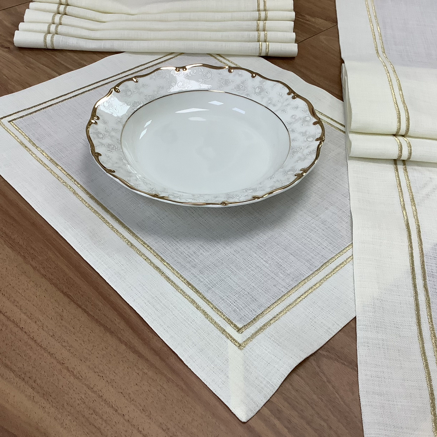 Çift Pikolu Gold Amerıkan Servis & Ranır Set- 7 parça