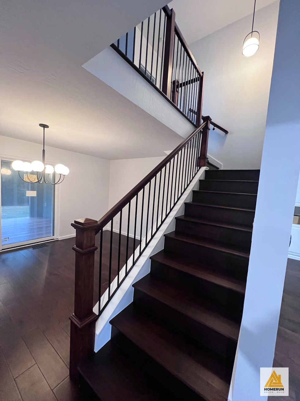 Staircase railing wood and iron
