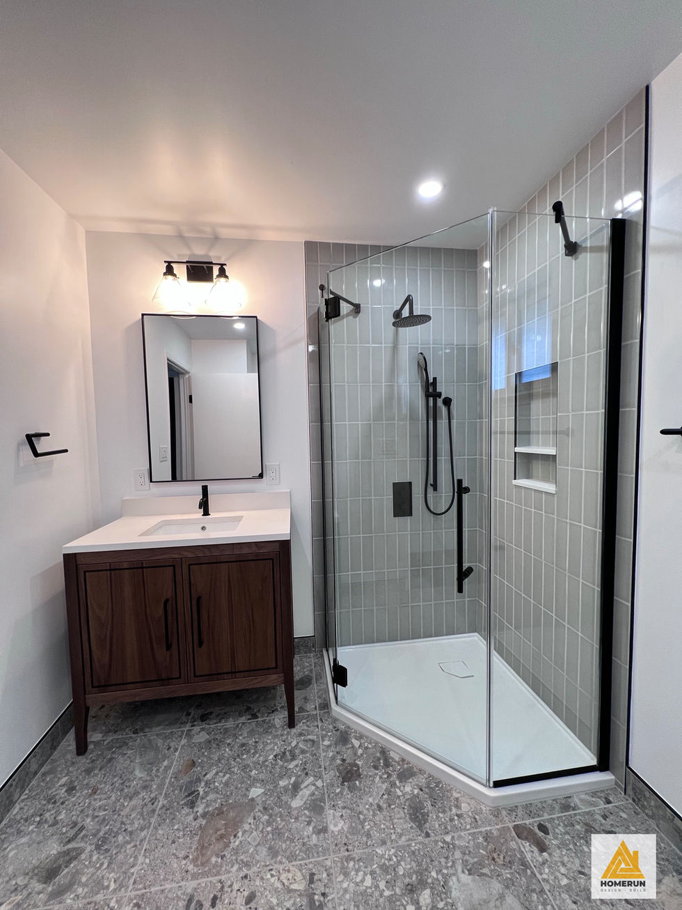 Bathroom remodel with corner shower