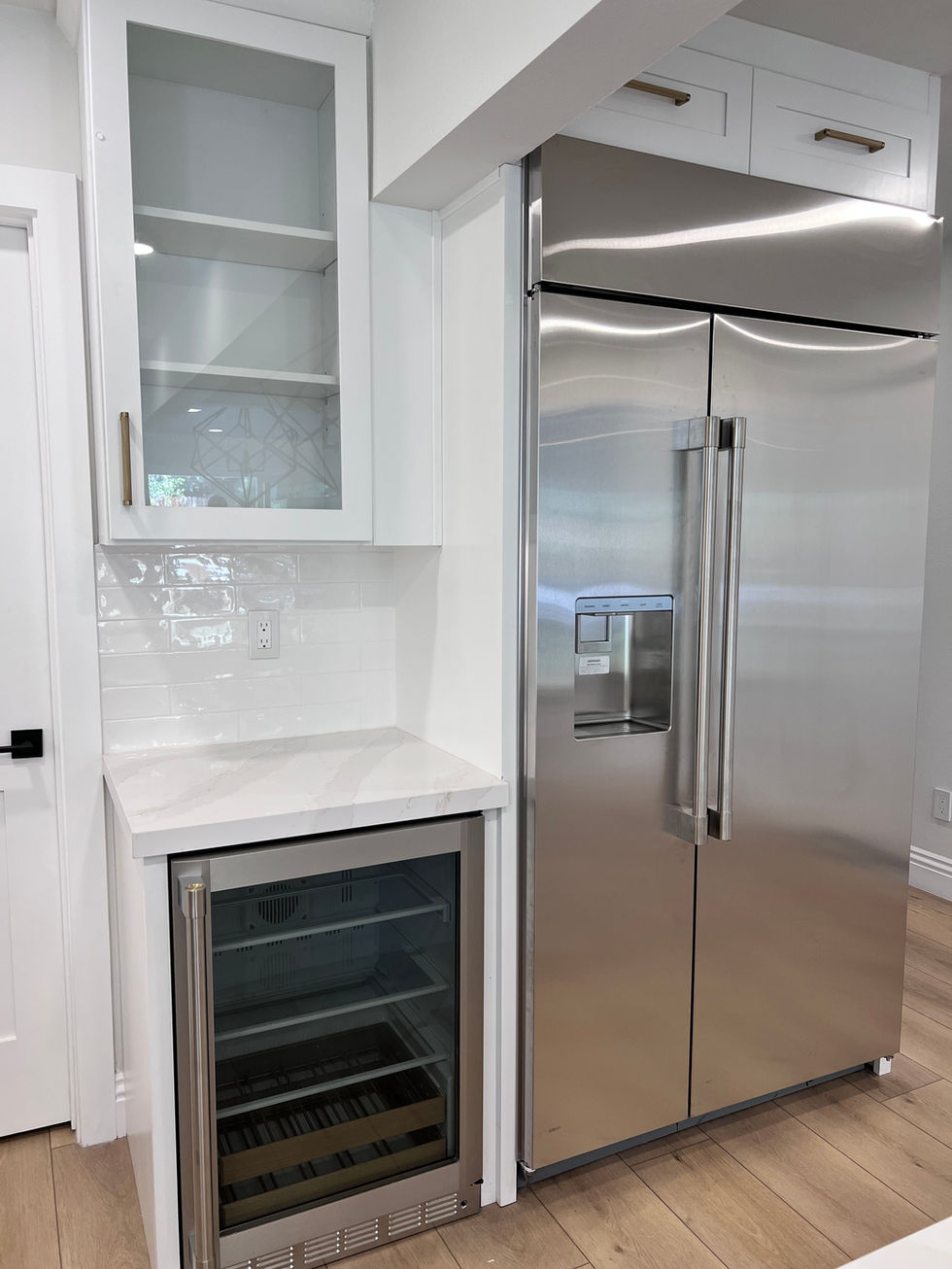 Kitchen remodel expansion mini fridge bar area