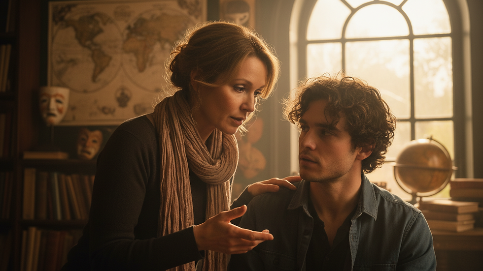 Close-up view of a London acting coach giving feedback to an actor