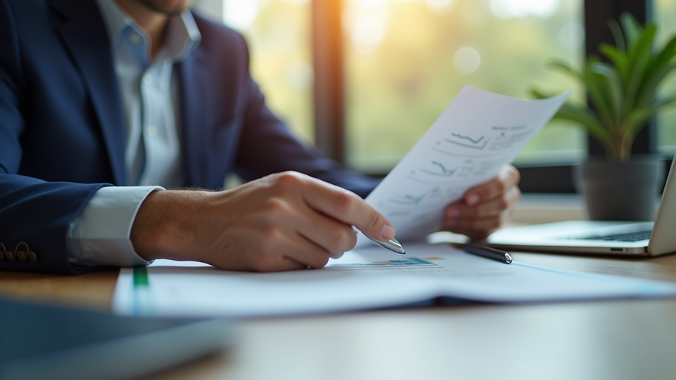 Close-up view of a financial planner explaining insurance options