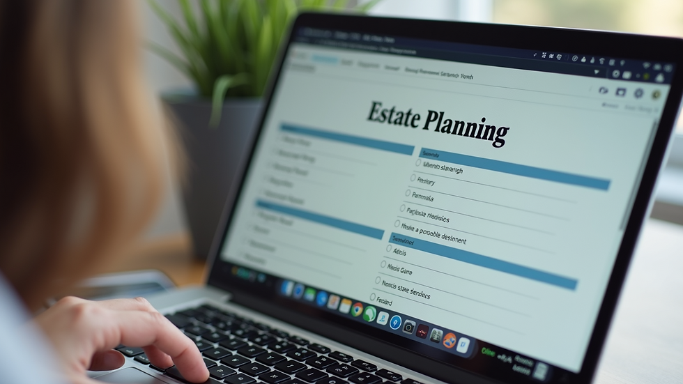 Close-up view of a laptop screen showing an online estate planning form