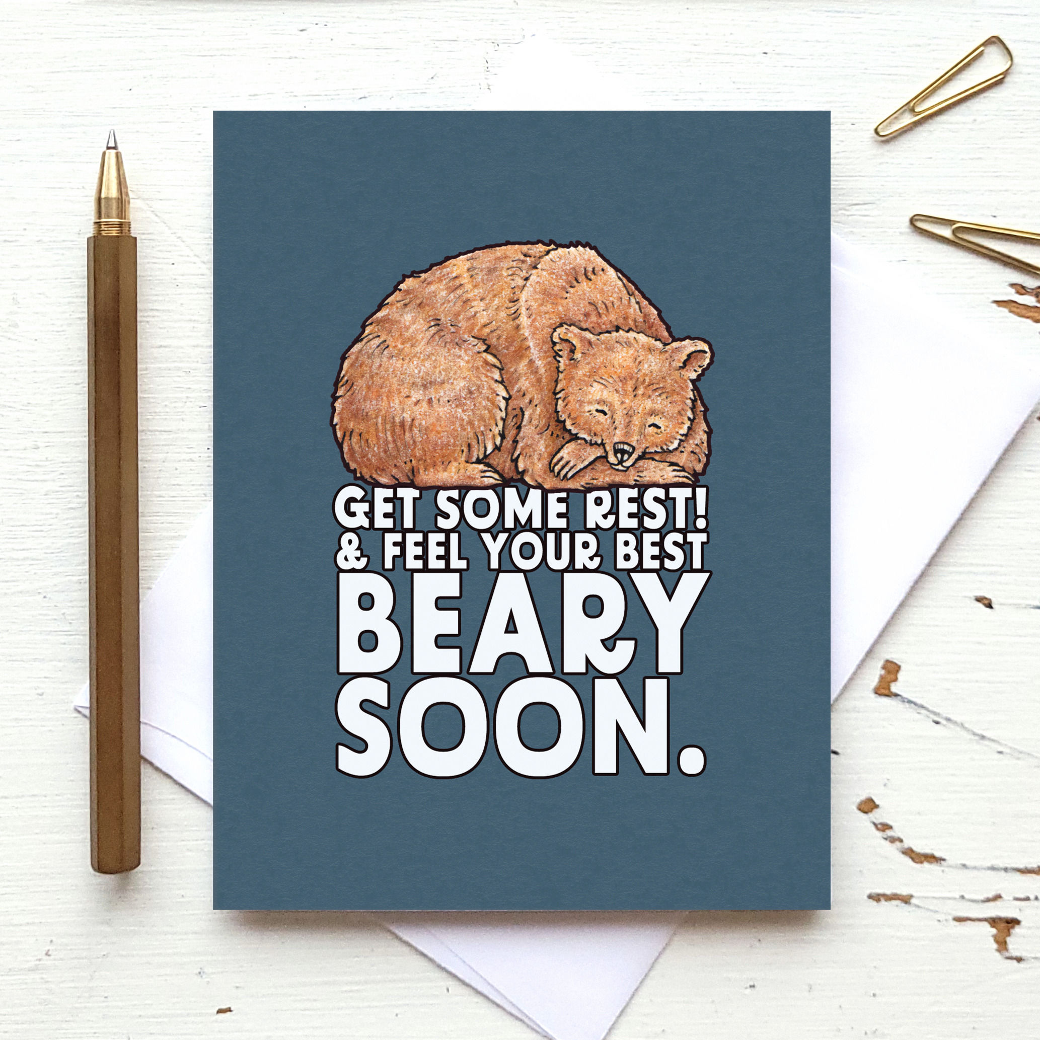 Resting Bear - Get Well Soon Card