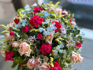 フラワー装飾技能検定1級レッスン「骨組み付花束」