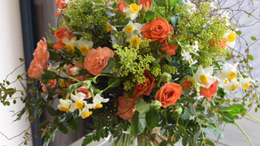 NFD資格検定1級レッスン「ほぐれた装飾的花束」「流れるようなブーケ」