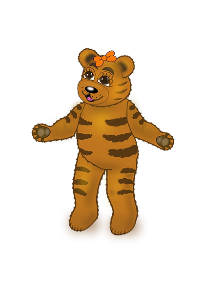 Ziggy, the striped bear cub, talking to Velvet, the very small bear cub.