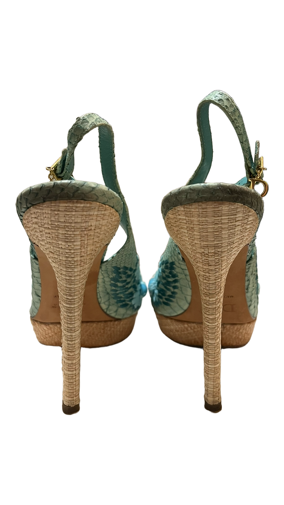 Thumbnail: Christian Dior - Paraiso Snakeskin Slingback Sandals | Size: 39 (US 8.5)