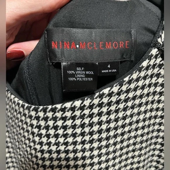 Thumbnail: Nina McLemore - Black & White Houndstooth Dress | Size: 4