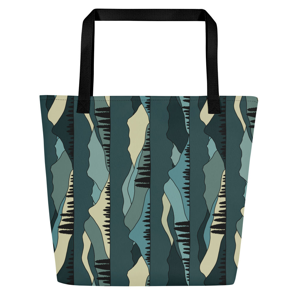 Mountain and Lakes Colorful Print All-Over Print Large Tote Bag