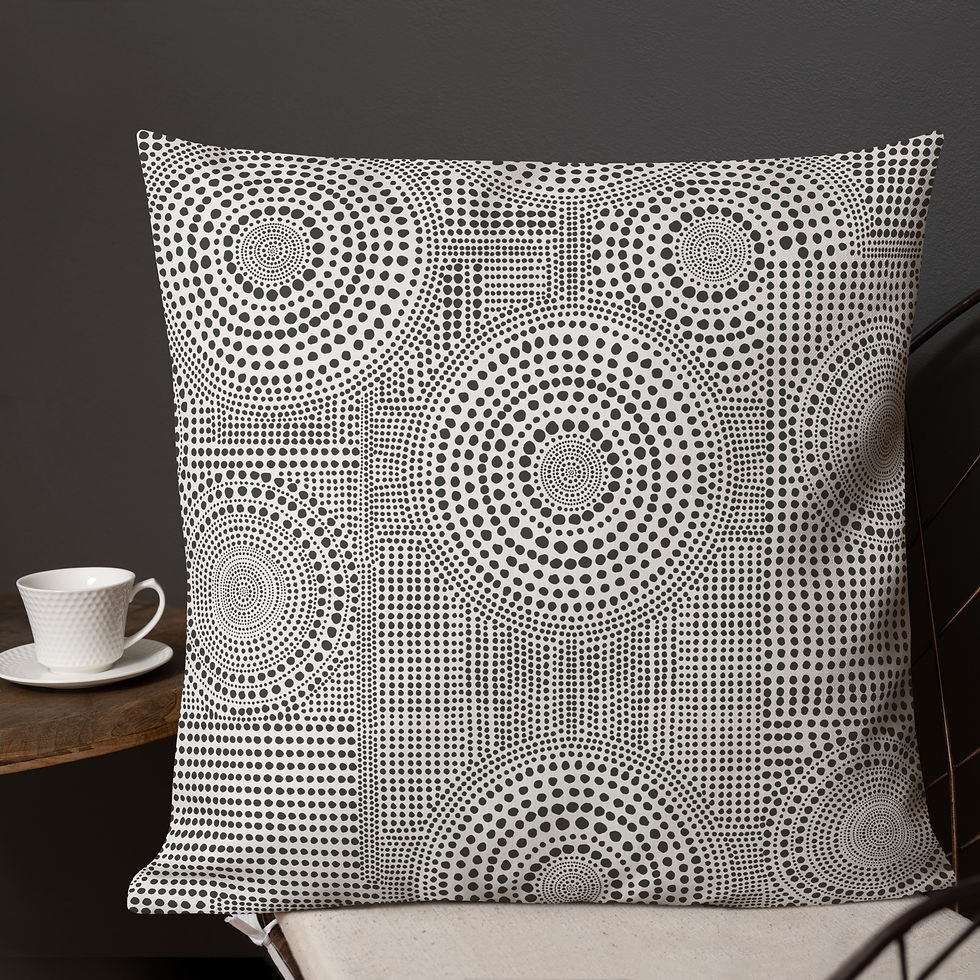 Thumbnail: Abstract Gouache Geometric Circular Dots Galore Premium Pillow