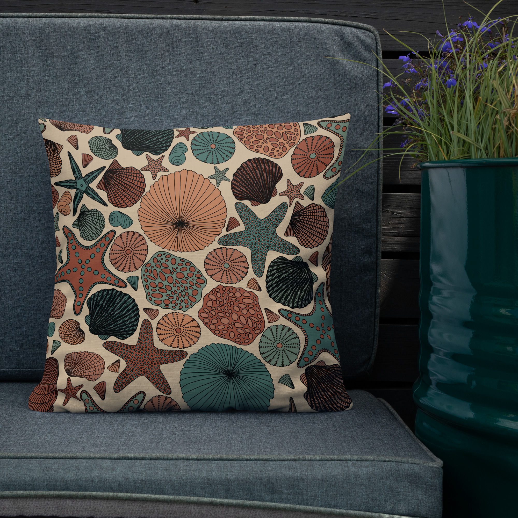 Beachy Beautiful Sea Shells Delight Premium Pillow