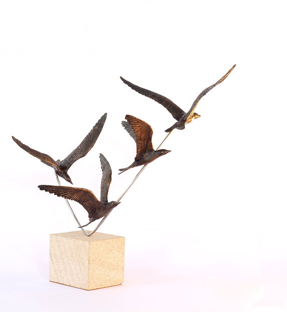 art bronze sculpture of Diving Terns by Catherine Anderson
