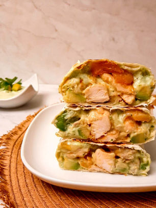 Тортила с манго, пилешко и авокадо
