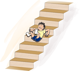 直線階段を落ちる子イラスト