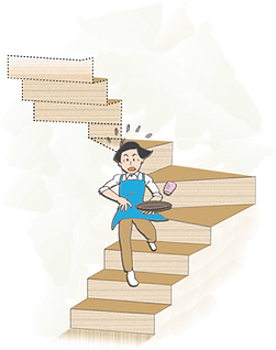 折り返し階段転ぶお母さんイラスト