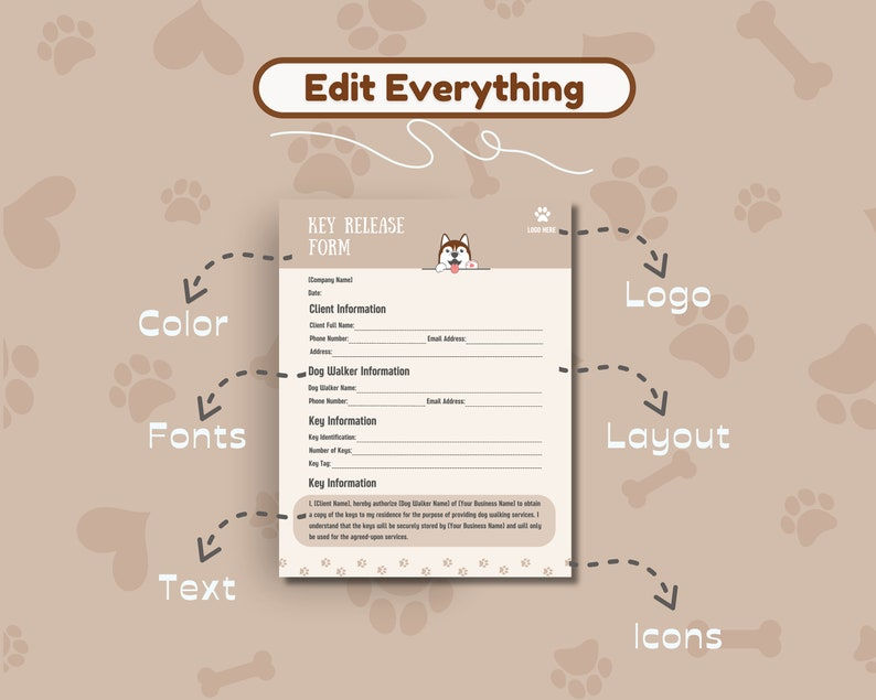 Thumbnail: Dog Walking Business Forms Bundle Brown