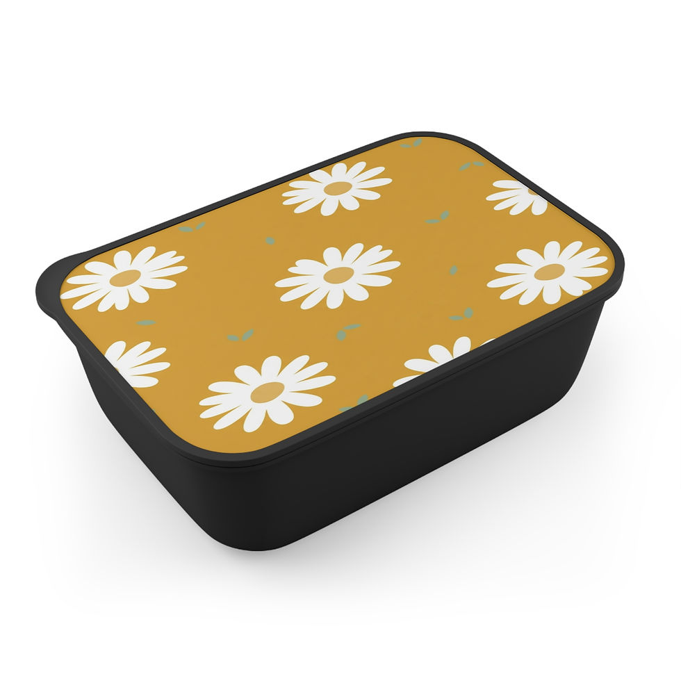 Hình thu nhỏ: Daisy Print PLA Bento Box with Band & Utensils — Eco-Friendly Lunch Container