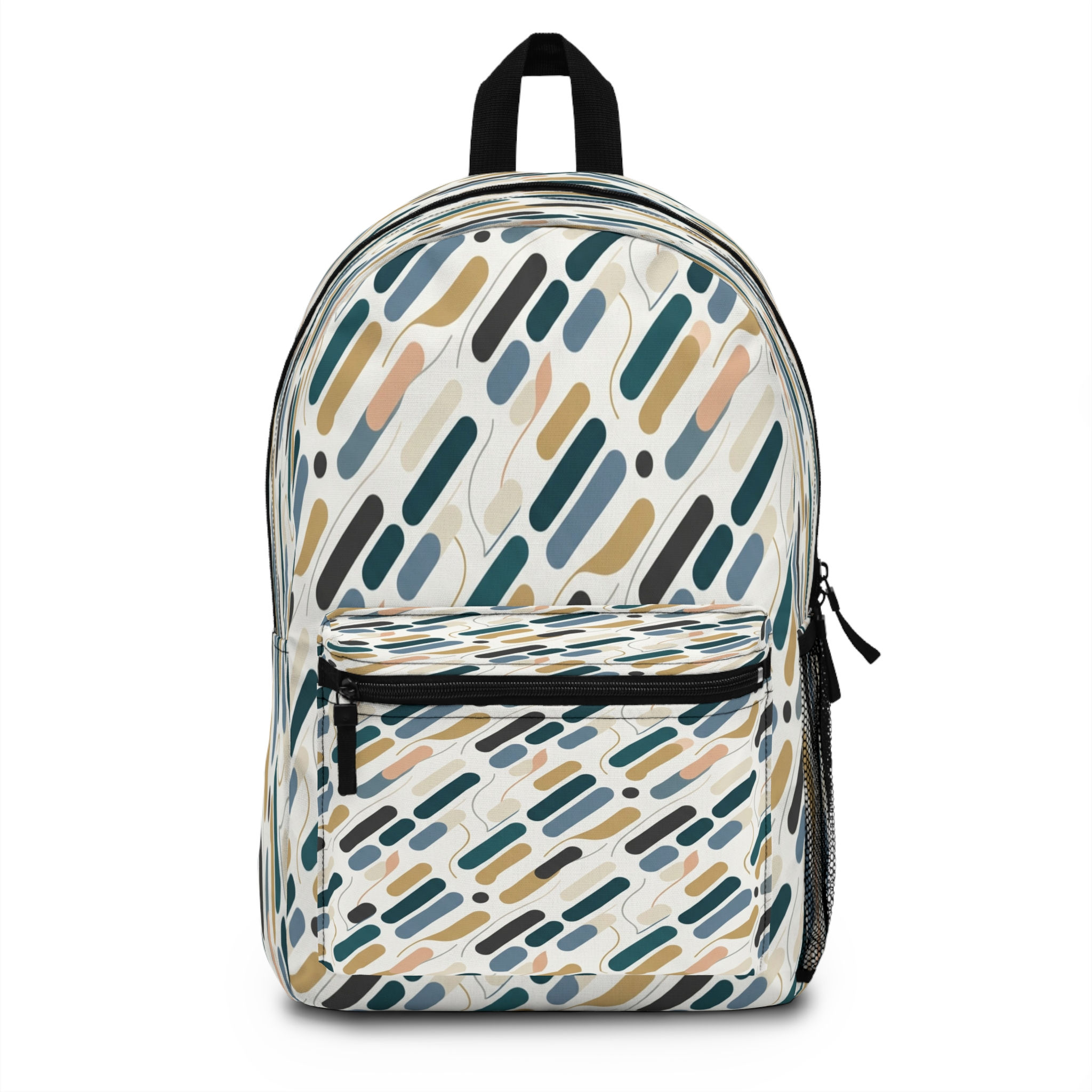 Abstract Dash Pattern Backpack — Modern Neutral Geometric School & Everyday Bag