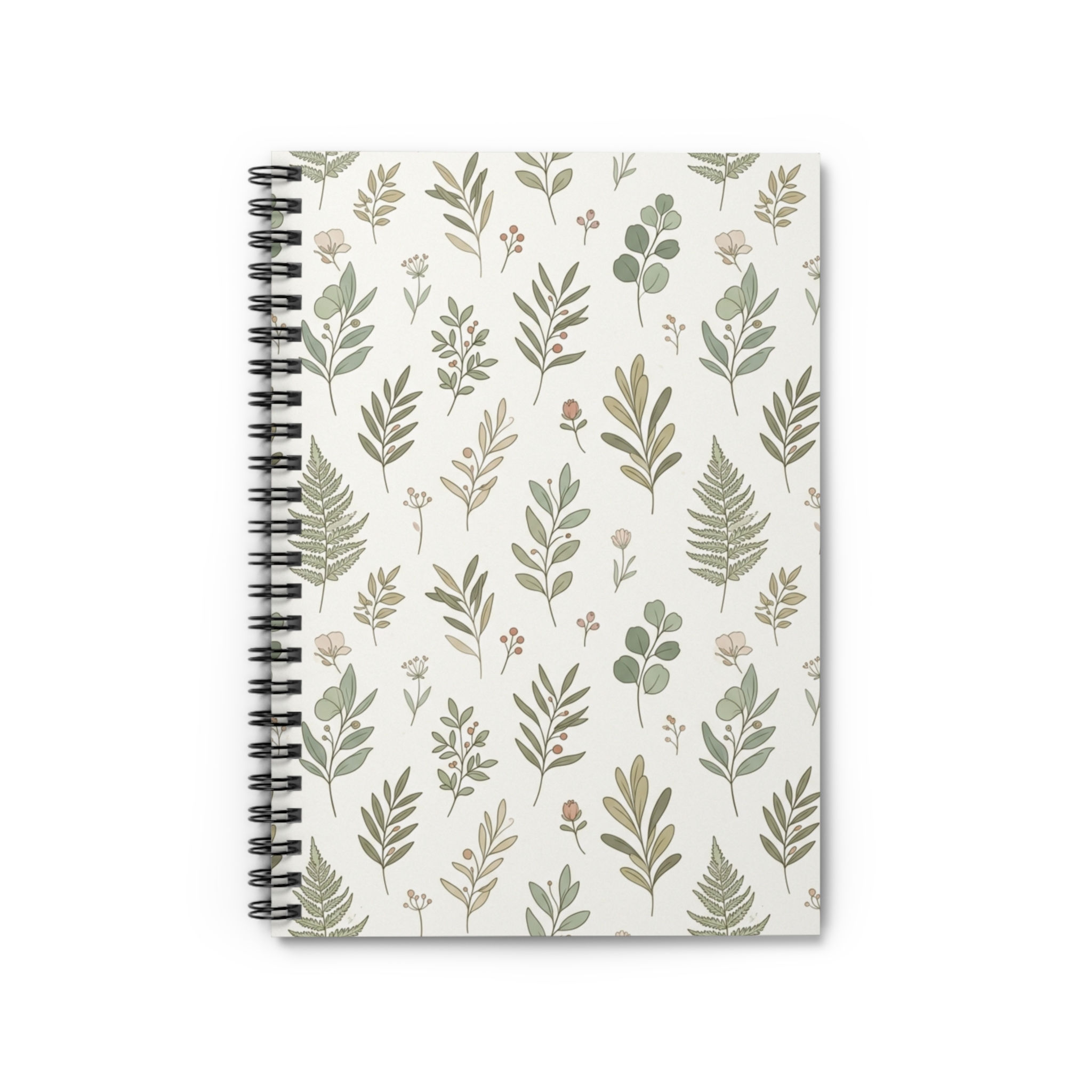 Botanical Leaves Pattern Spiral Notebook | Ruled Journal