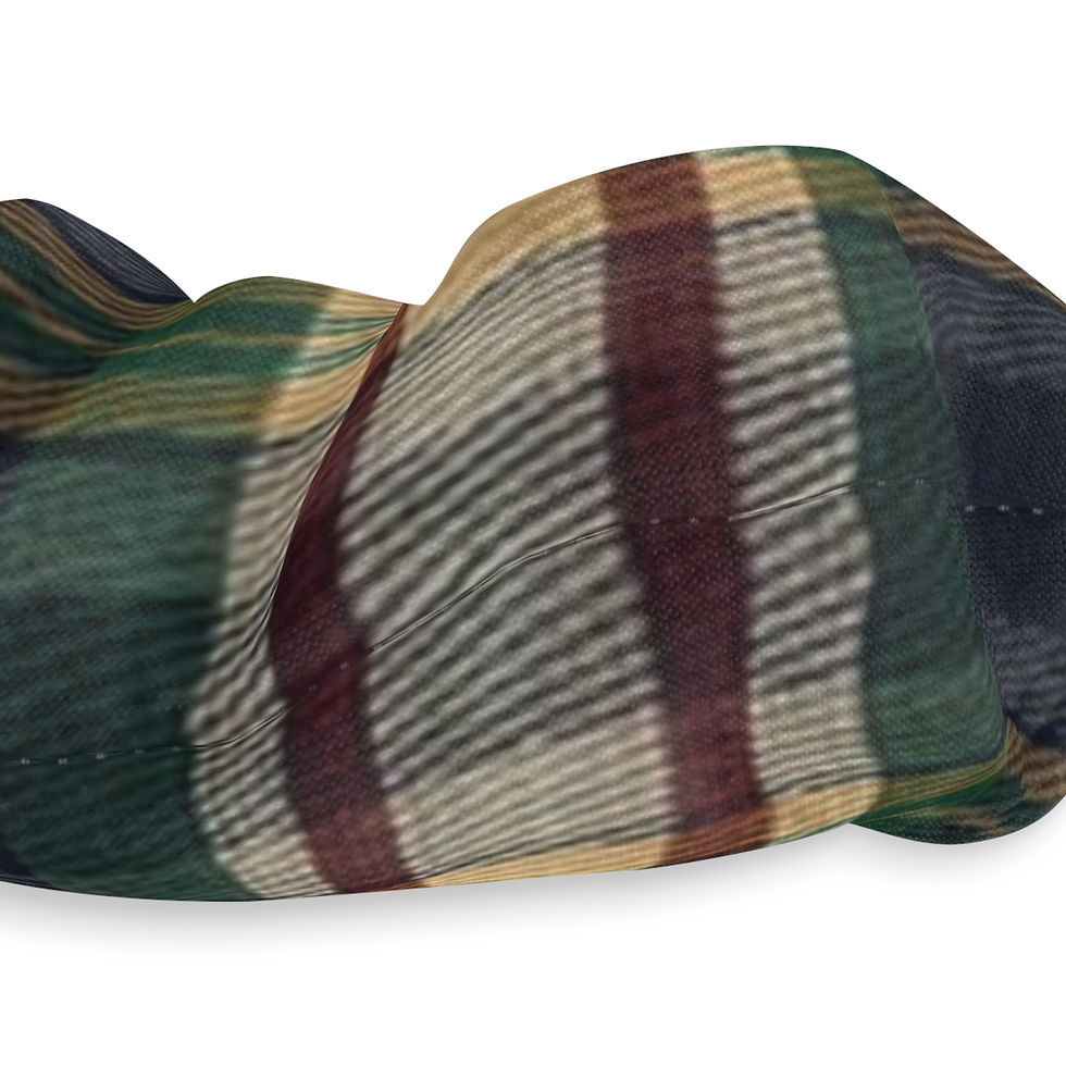 Hình thu nhỏ: Deep forest green plaid scrunchie with navy, warm tan and burgundy accents.