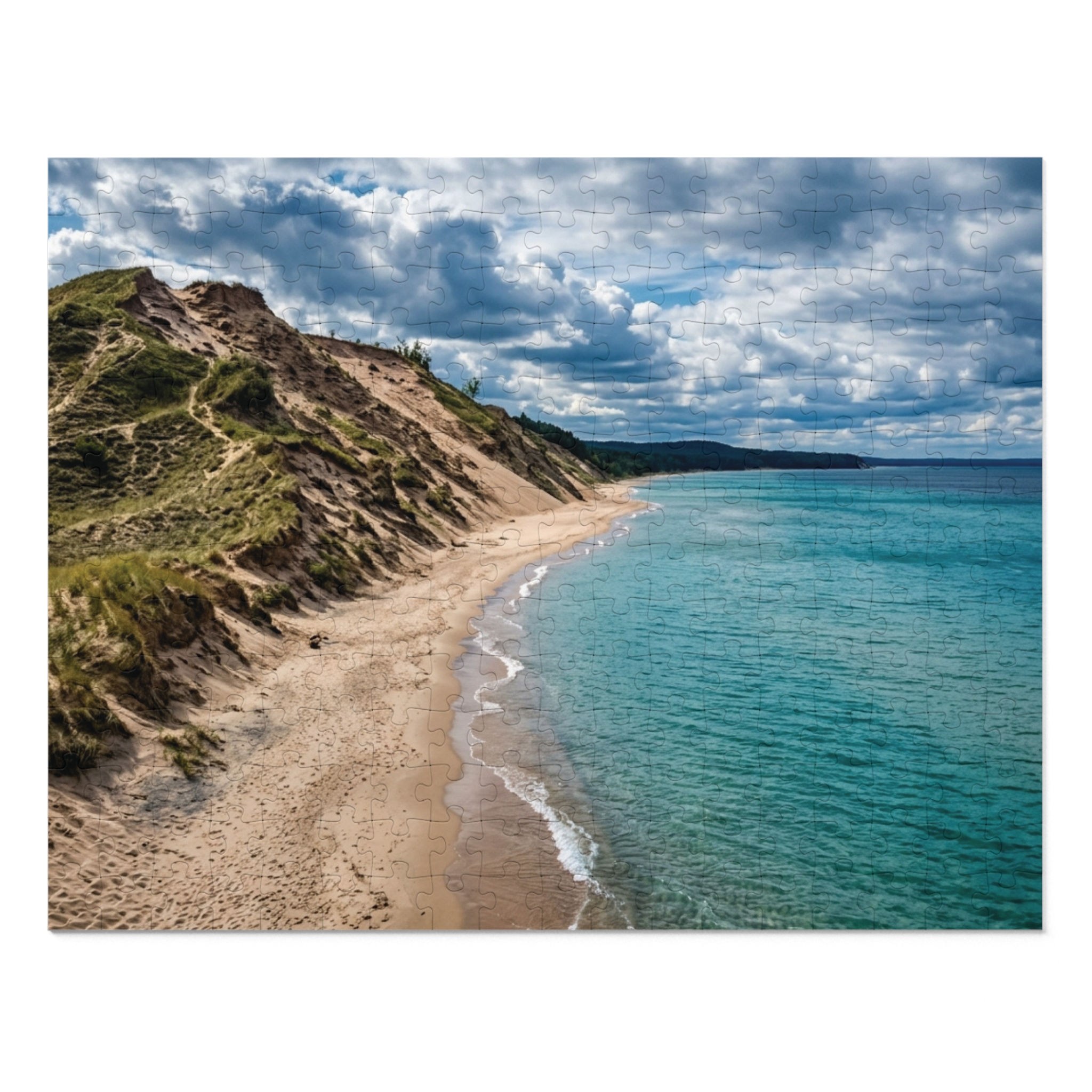 Coastal Cliffs Beach Jigsaw Puzzle with Tin – Scenic Ocean Landscape Puzzle