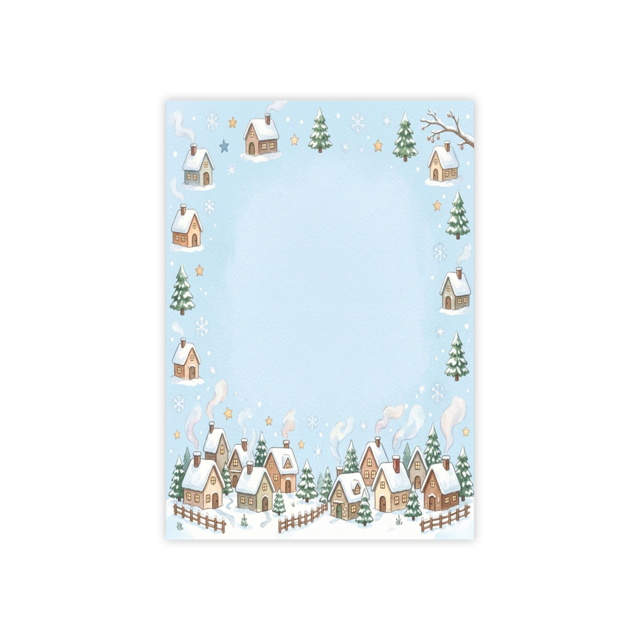 4x6 Snowy Village Note Pad Post-it® Note Pads | Winter Cottage Stationery