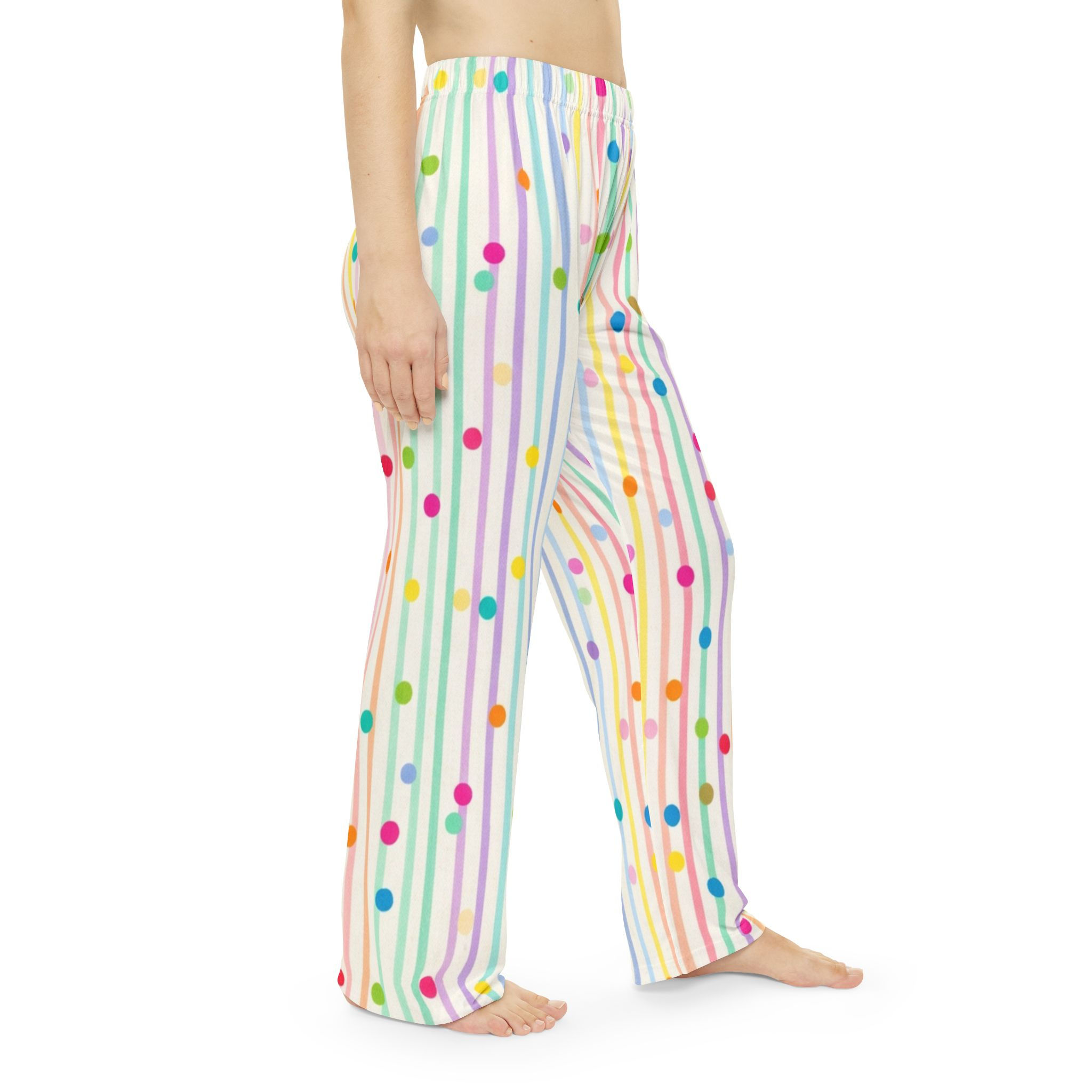Women's Pajama Pants - Rainbow Stripe & Confetti Dot Lounge Pajamas