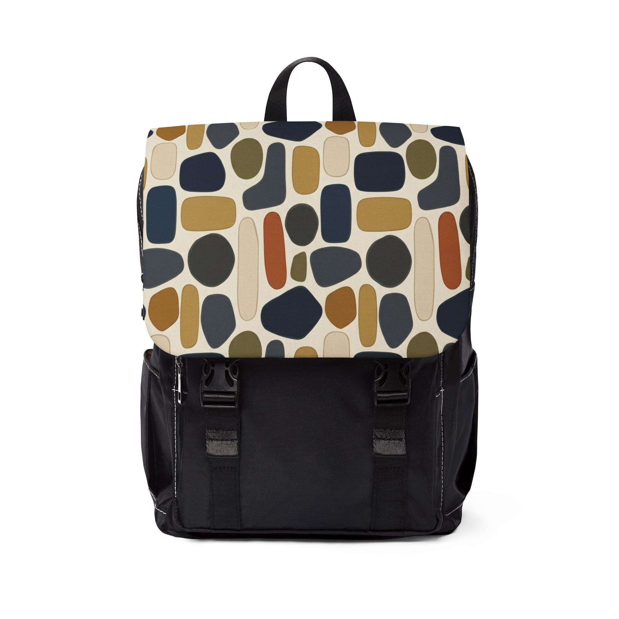 Mid-century Pebble Pattern Backpack — Casual Shoulder Backpack