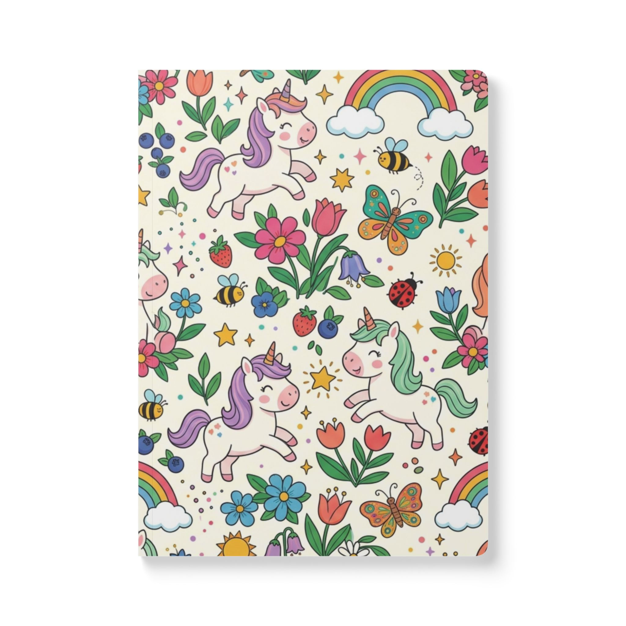 Unicorns and Rainbows journal | Floral Cute Animal Pattern, Softcover Notebook