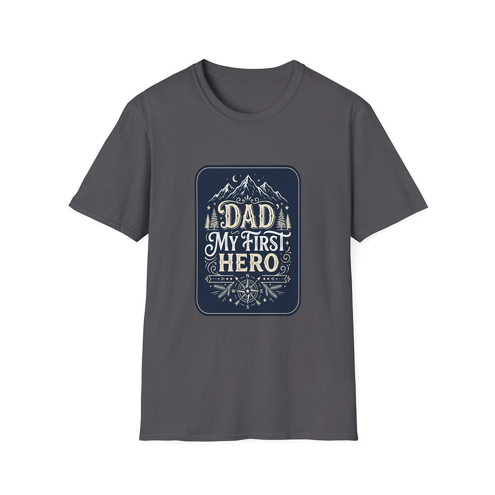 Hình thu nhỏ: Dad My First Hero T-Shirt — Rustic Mountain Father’s Day Tee