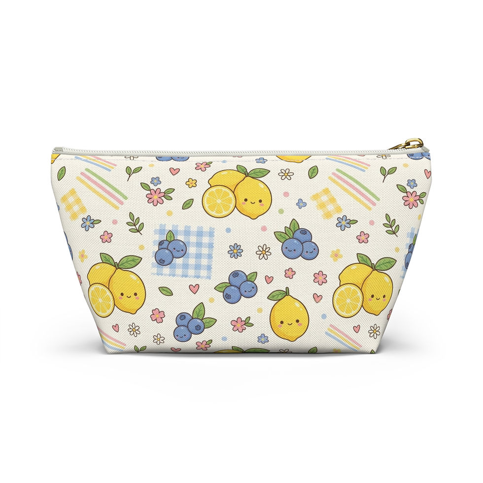 Hình thu nhỏ: Kawaii Lemon & Blueberry Pattern Accessory Pouch | T-Bottom