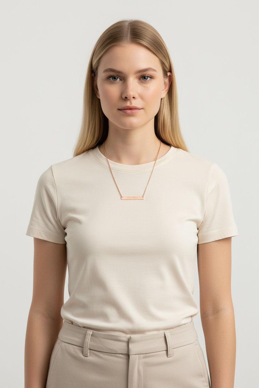 Thumbnail: Engravable Horizontal Bar Necklace — Personalized Name & Message Pendant