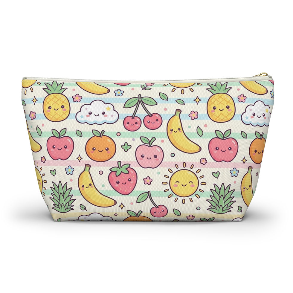 Hình thu nhỏ: Kawaii Fruit Pattern Accessory Pouch | Banana Cherry Apple Cosmetic Bag