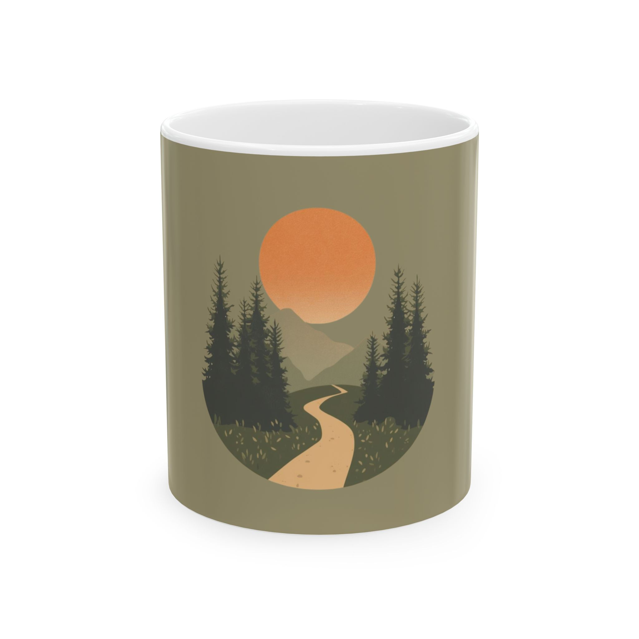 Sunset Trail Ceramic Mug — Scenic Mountain Path Coffee Cup