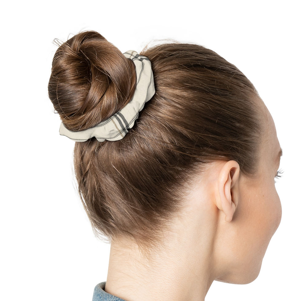 Thumbnail: Neutral Marble Stripe Scrunchie – Soft Beige Hair Accessory