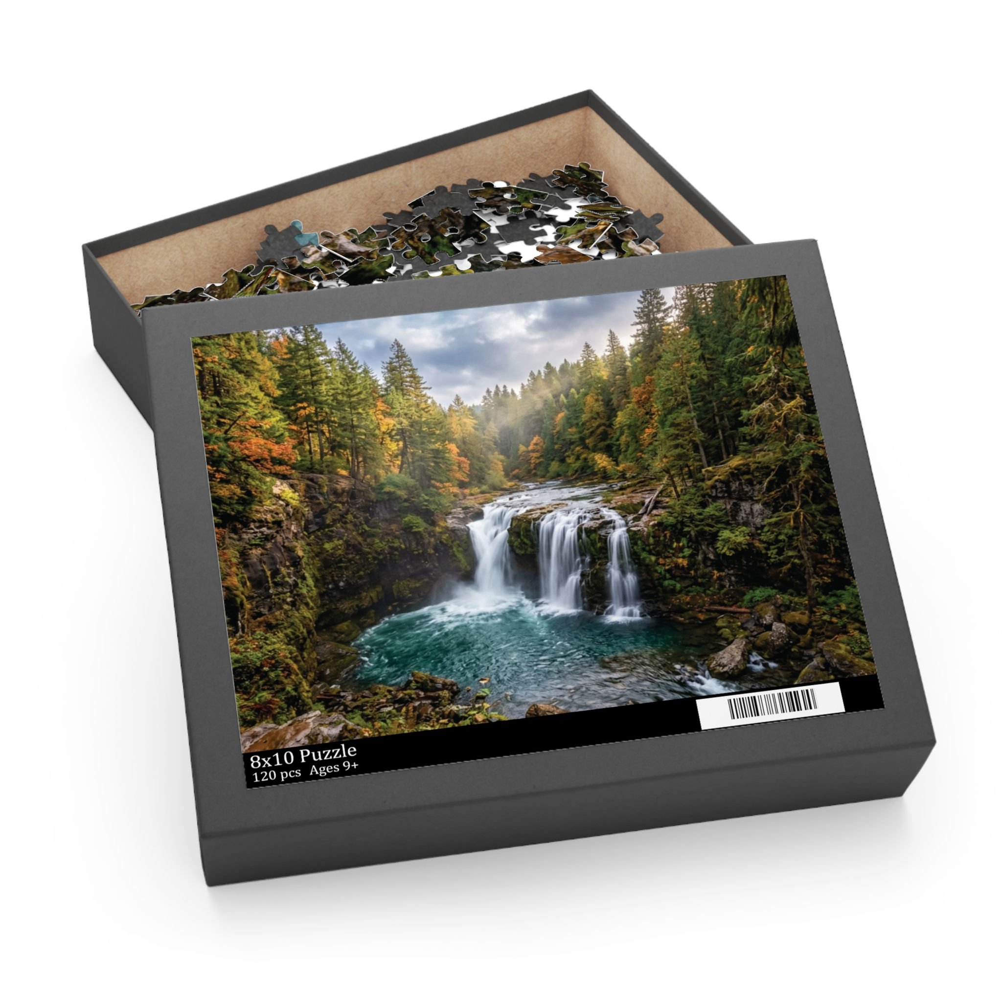 Waterfall Forest Puzzle — Scenic Nature Jigsaw (120/252/500 pcs)