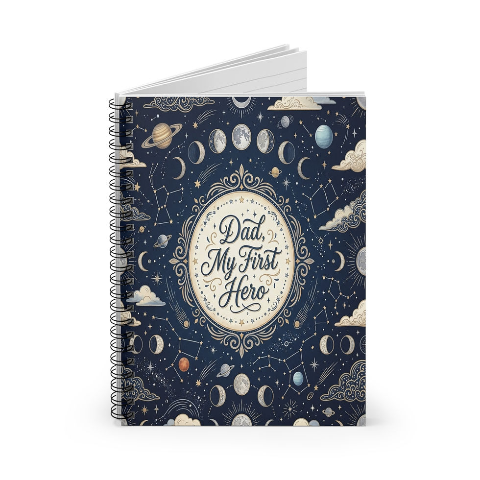 Thumbnail: Notebook — “Dad, My First Hero” Spiral Ruled Journal (Celestial Design)