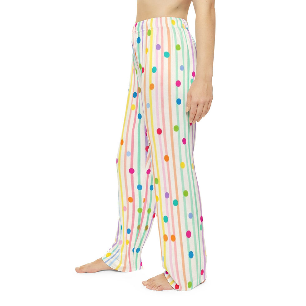 Hình thu nhỏ: Women's Pajama Pants - Rainbow Stripe & Confetti Dot Lounge Pajamas
