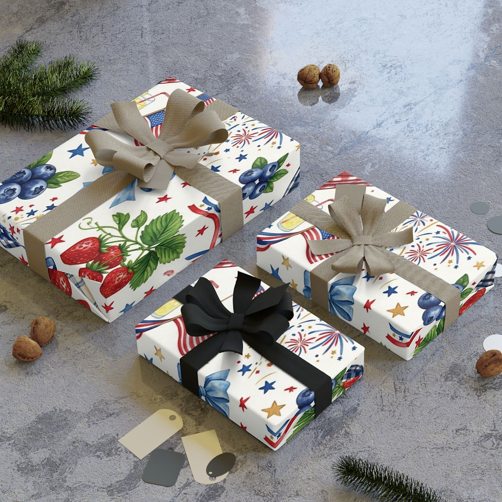 Thumbnail: Patriotic Picnic Gift Wrap Roll — 4th of July Americana Wrapping Paper
