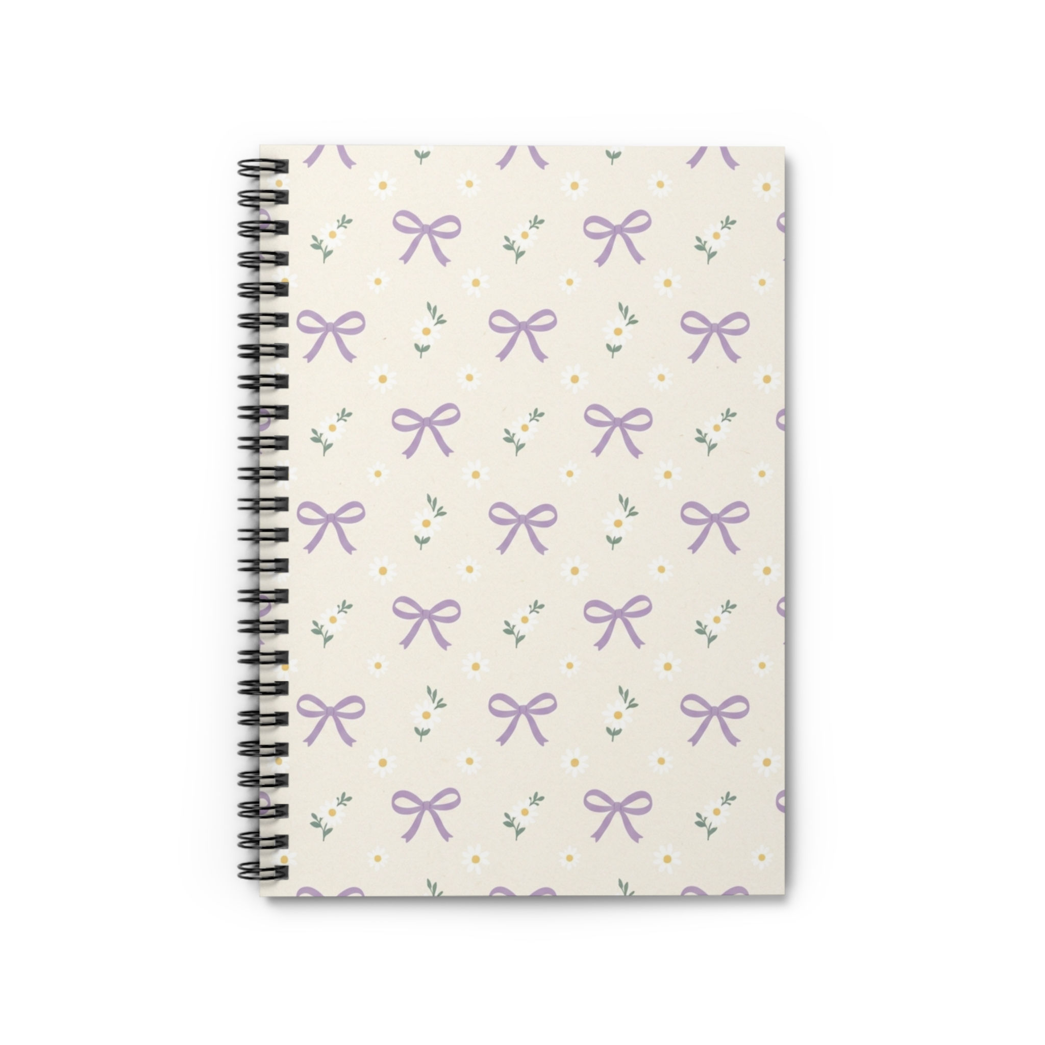 Lavender Bow Pattern Spiral Notebook | Ruled Journal