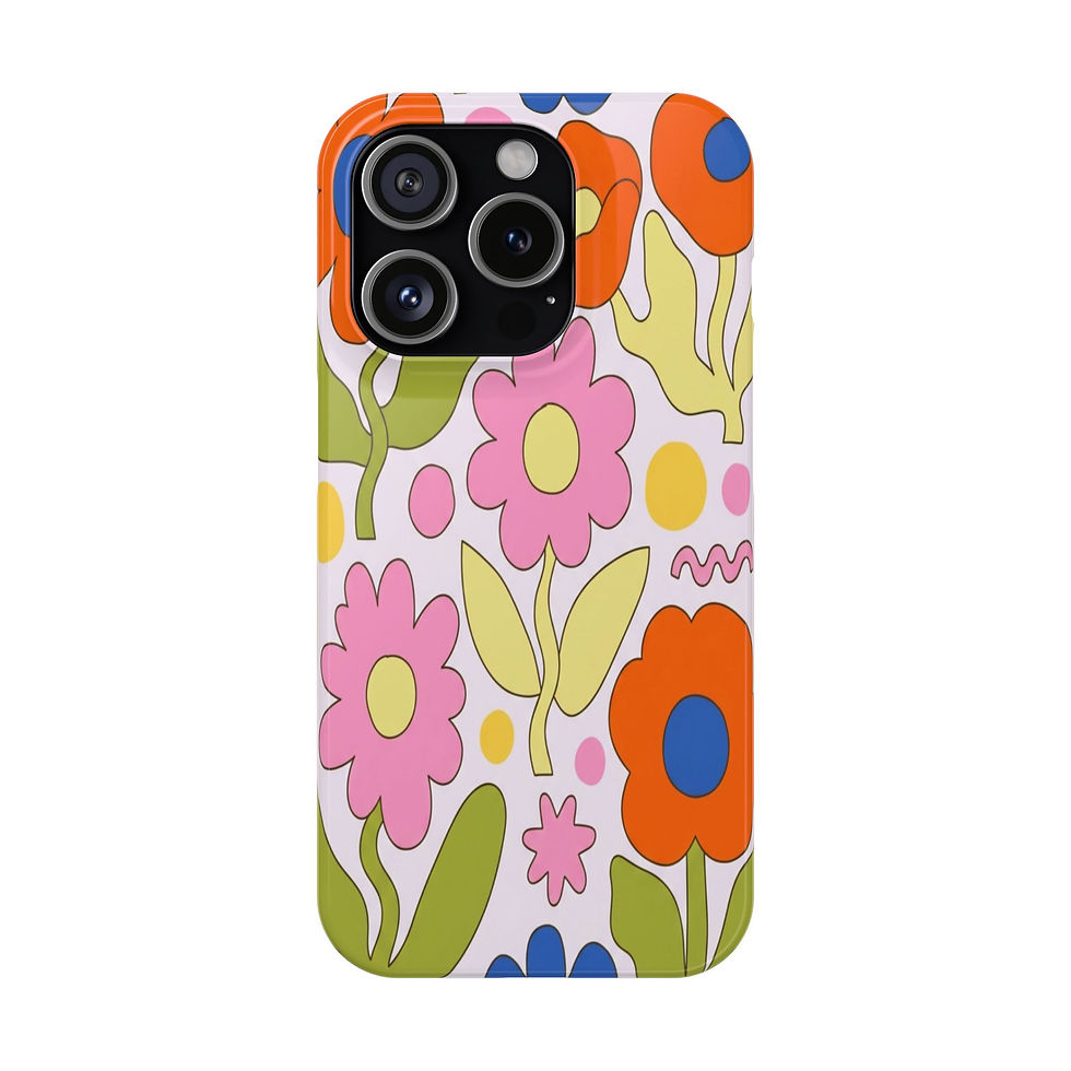 Hình thu nhỏ: Retro Floral Slim Phone Case - Colorful 60s-inspired Flower Pattern