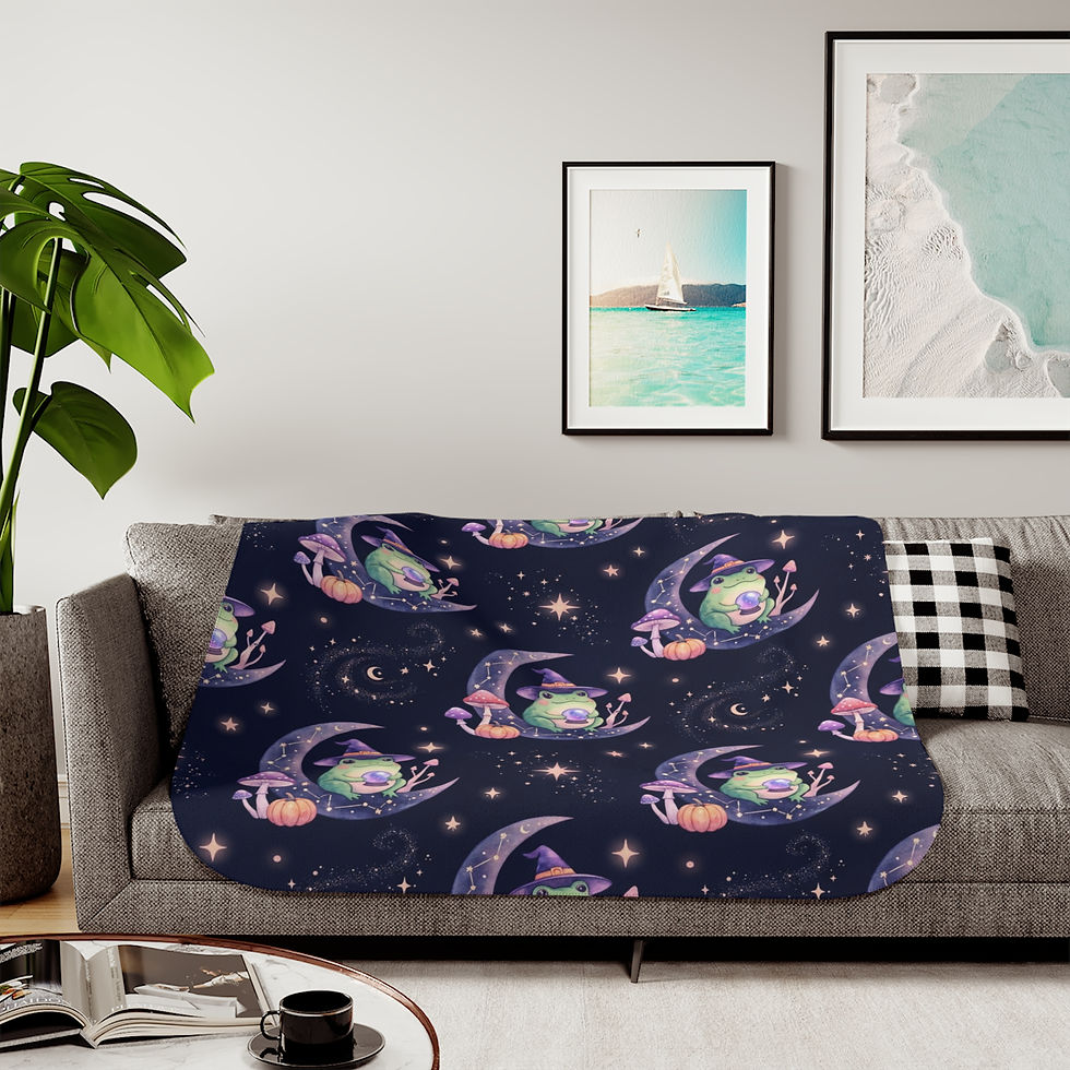 Hình thu nhỏ: Sherpa Blanket — Cute Sleeping Frog on Moon Pattern Cozy Throw